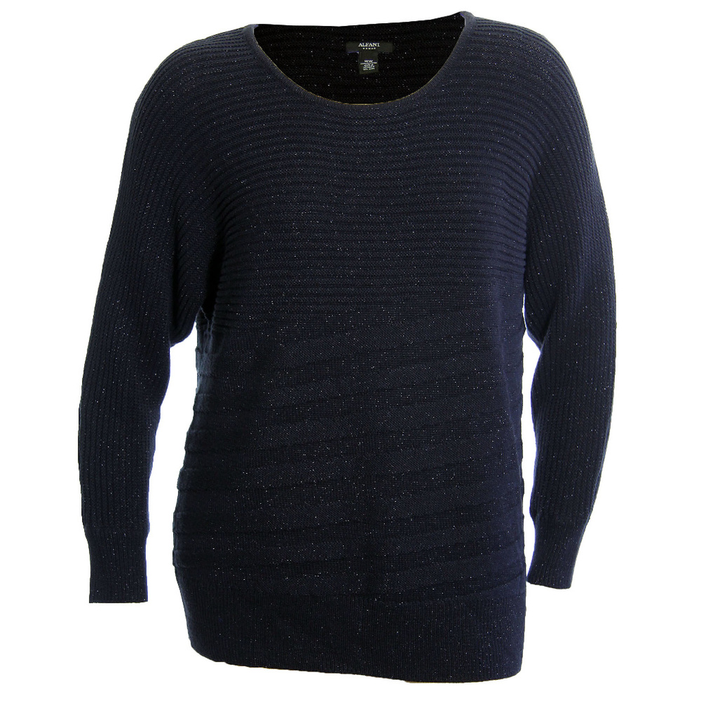 1x Black Shimmer Long Sleeve Textured Sweater NEW w/ Tags Plus Sizes Alfani